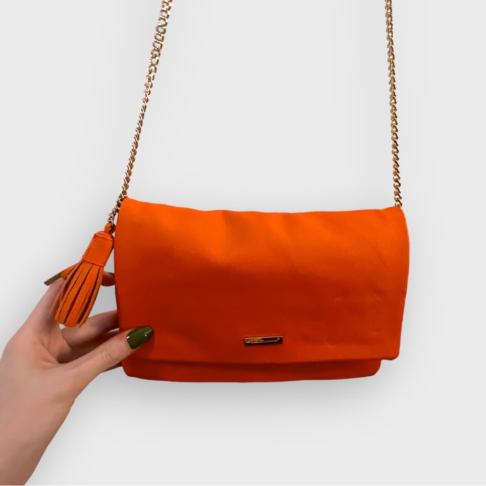 Orange David Jones Crossbody Chain Purse